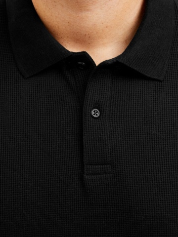 Jack & Jones Plus Tricou polo barbati big sizes, cu logo, Regular fit, Negru - Img 4