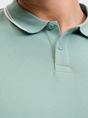 Jack & Jones Plus Tricou polo barbati big sizes, cu logo, Regular fit, Verde deschis - Img 4