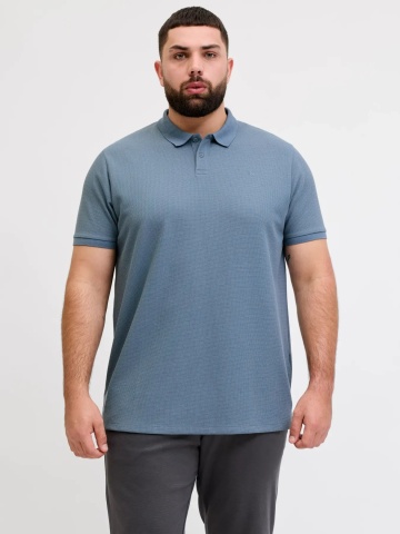 Jack & Jones Plus Tricou polo barbati big sizes, cu logo, Regular fit, Austin, Albastru