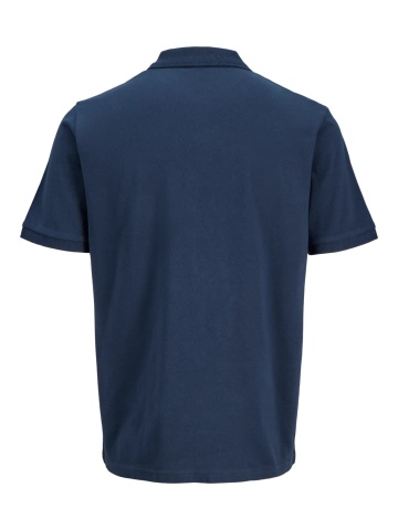 Jack & Jones Plus Tricou polo barbati big sizes, din piqué de bumbac, Regular fit, JJRUSH, Bleumarin inchis - Img 2