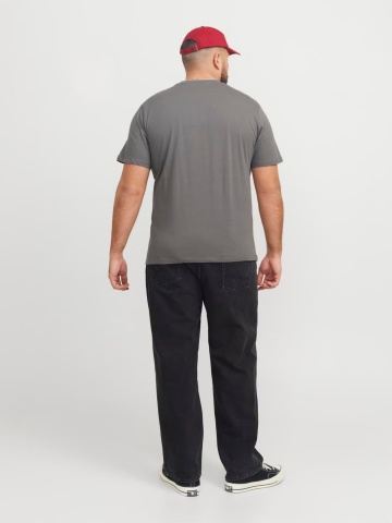 Jack & Jones Plus Tricou simplu barbati big sizes, Bradley, decolteu la baza gatului, Gri - Img 7