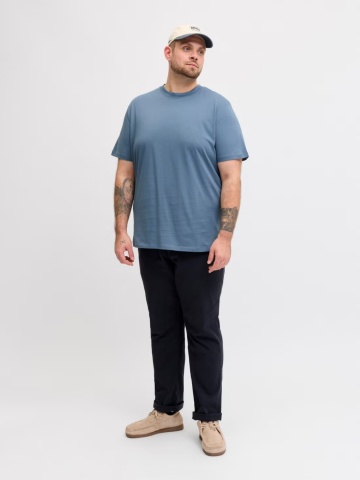 Jack & Jones Plus Tricou simplu barbati big sizes, Bradley, decolteu la baza gatului, Albastru - Img 6