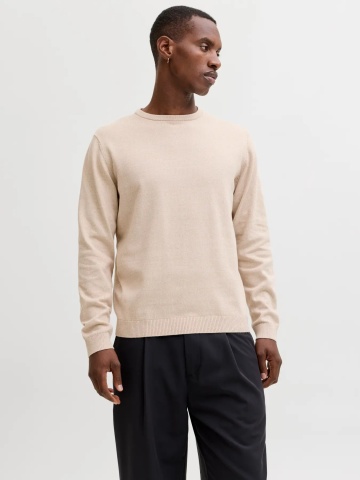 Jack & Jones Pulover barbati cu decolteu la baza gatului, Bej