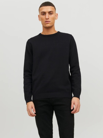 Jack & Jones Pulover barbati cu decolteu la baza gatului, Negru