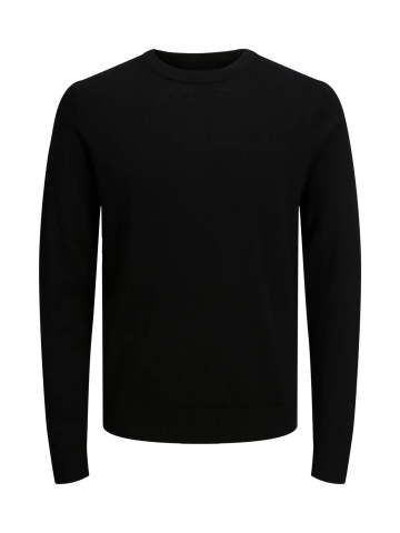 Jack & Jones Pulover simplu tricotat barbati, din lana merinos, decolteu la baza gatului, JPRMERINO, Negru - Img 8