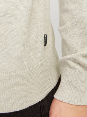 Jack & Jones Pulover tricotat barbati, cu guler inalt, Regular fit, JJEEMIL, Bej - Img 5