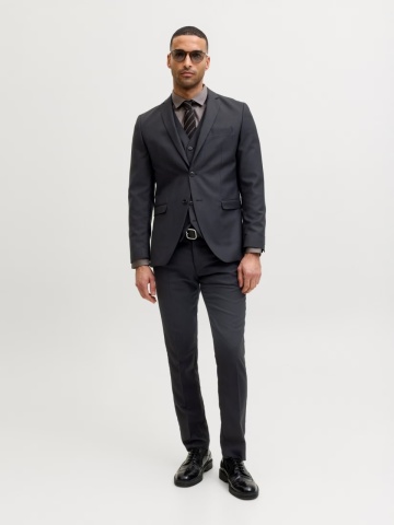 Jack & Jones Sacou barbati, din amestec de lana, Super Slim, JPRSOLARIS Premium, Negru - Img 6