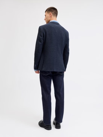 Jack & Jones Sacou elegant barbati, cu textura de fagure, Slim fit, JPRBLAENZO, Bleumarin inchis - Img 7