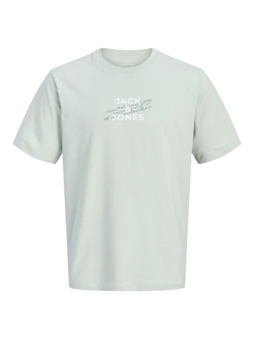 Jack & Jones Tricou baieti, cu decolteu la baza gatului, imprimeu text, Verde deschis