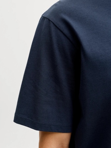 Jack & Jones Tricou barbati, din bumbac, Regular fit, JJEDOVER, Bleumarin inchis - Img 4