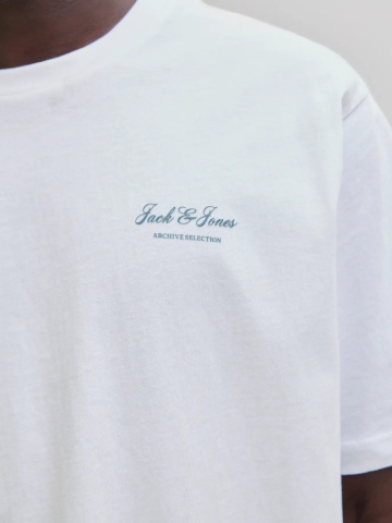 Jack & Jones Tricou barbati, din bumbac, Relaxed Fit, JJEARCHIVE, Alb - Img 4