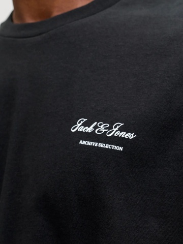 Jack & Jones Tricou barbati, din bumbac, Relaxed Fit, JJEARCHIVE, Negru - Img 3