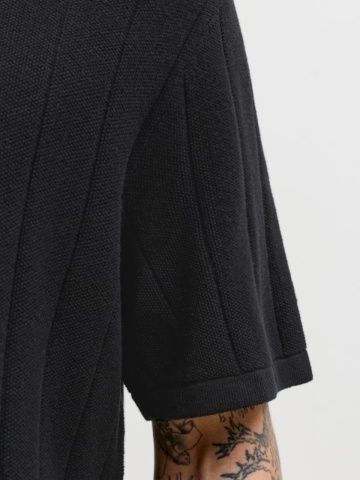 Jack & Jones Tricou barbati la baza gatuilui, din bumbac organic, Relaxed Fit, JJEBRADLEY, Negru - Img 4