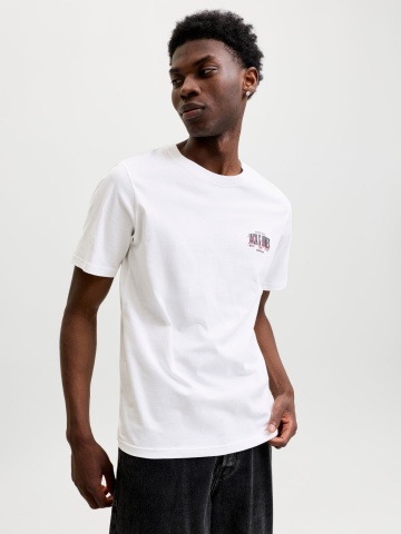 Jack & Jones Tricou barbati la baza gatului, din bumbac, Regular Fit, JJAERO, Alb - Img 4
