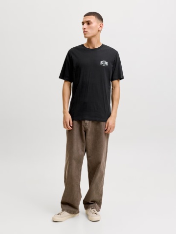 Jack & Jones Tricou barbati la baza gatului, din bumbac, Regular Fit, JJAERO, Negru - Img 4