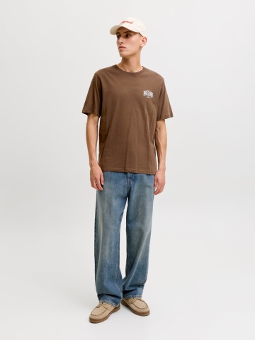 Jack & Jones Tricou barbati la baza gatului, din bumbac, Regular Fit, JJAERO, Maro - Img 5