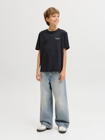 Jack & Jones Tricou din bumbac, baieti, cu decolteu la baza gatului, Negru - Img 6
