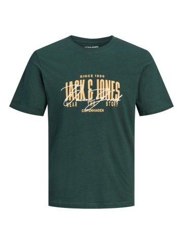 Jack & Jones Tricou la baza gatului baieti, din bumbac, Regular fit, Verde inchis
