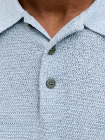 Jack & Jones, Tricou polo barbati cu aspect tricotat, Regular fit, Albastru pastel - Img 4