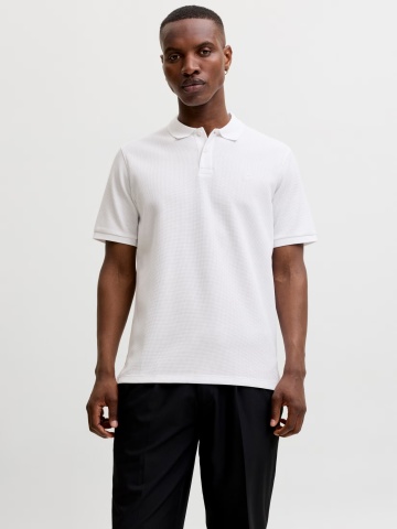 Jack & Jones Tricou polo barbati, din amestec de bumbac, Regular Fit, JJEAUSTIN, Alb