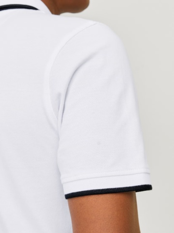 Jack & Jones Tricou polo barbati, Slim fit cu guler contrast, Alb - Img 5