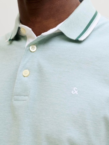 Jack & Jones Tricou polo barbati, Slim fit cu guler contrast, Verde deschis - Img 4