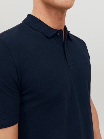 Jack & Jones Tricou polo Basic, Slim Fit, din bumbac, Bleumarin inchis - Img 4