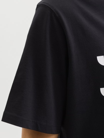 Jack & Jones Tricou simplu, barbati, din 100% bumbac, cu imprimeu cu logo, Negru - Img 5