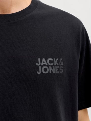 Jack & Jones Tricou simplu, barbati, din 100% bumbac, cu logo, Negru - Img 4