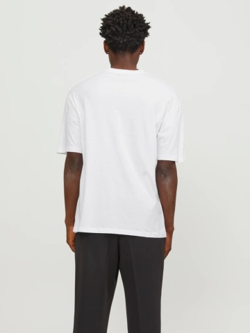 Jack & Jones, Tricou simplu, Bradley, barbati, din bumbac, Relaxed fit, Alb - Img 2