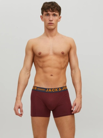 Jack & Jones Underwear barbati, Set 3 perechi de boxeri, Jaclichfield cu imprimeu text, Rosu inchis - Img 3