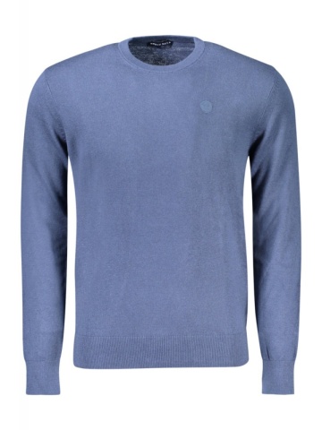 Pulover barbati, cu mini logo brodat, Regular fit, albastru deschis - Img 1