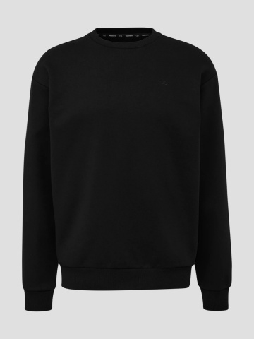 Q/S by s.Oliver Bluza barbati cu logo brodat, decolteu la baza gatului, Regular fit, Negru - Img 6