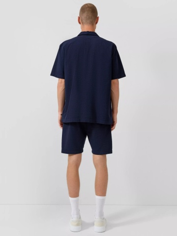 Q/S by s.Oliver Camasa cu maneca scurta barbati, din bumbac, Resort fit, Bleumarin inchis - Img 5
