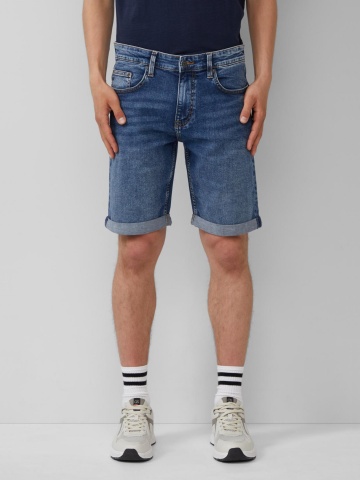 Q/S by s.Oliver Pantaloni scurti de blug barbati, John cu talie medie si croiala Regular Fit, Albastru inchis