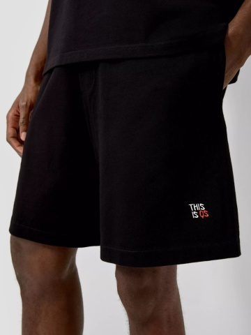Q/S by s.Oliver Pantaloni scurti de trening barbati, din jerseu gros, cu talie medie, Regular fit, Negru - Img 3