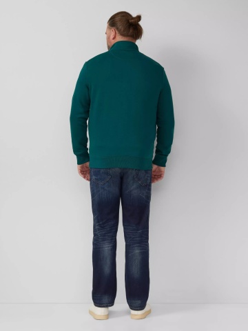 s.Oliver Big Sizes Bluza barbati big sizes cu guler inalt si fermoar, Regular fit, Verde - Img 7