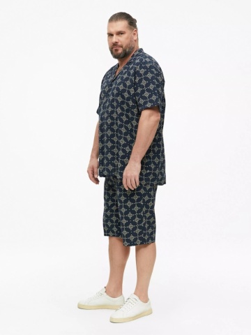 s.Oliver Big Sizes Camasa barbati big sizes, din bumbac, cu imprimeu, Resort fit, Bleumarin inchis - Img 5