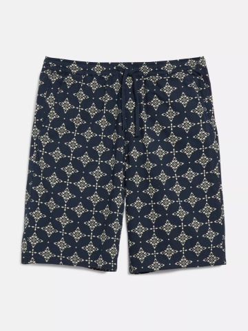 s.Oliver Big Sizes Pantaloni scurti barbati big sizes, cu talie medie, din bumbac, cu imprimeu, Resort fit, Detroit, Bleumarin inchis
