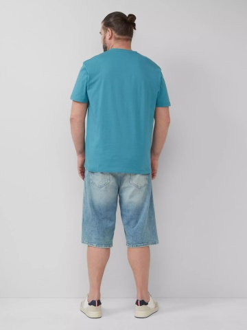 s.Oliver Big Sizes Tricou barbati big sizes cu decolteu in V, Regular Fit, din bumbac, Turcoaz - Img 6