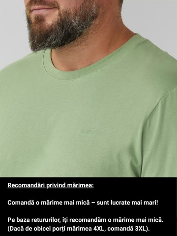 s.Oliver Big Sizes Tricou barbati big sizes, cu decolteu la baza gatului, din bumbac, Verde deschis - Img 3