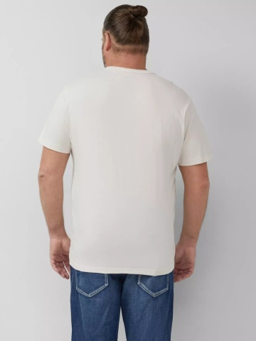 s.Oliver Big Sizes Tricou barbati big sizes, cu imprimeu cu text, Regular fit, Crem - Img 2