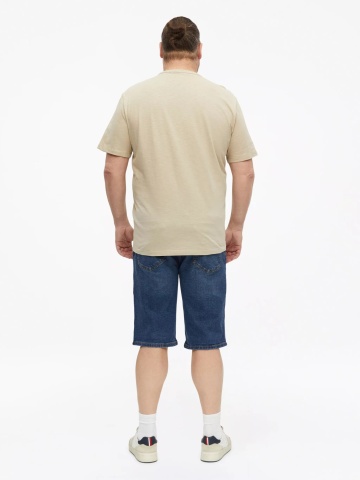 s.Oliver Big Sizes Tricou barbati big sizes cu imprimeu foto si decolteu la baza gatului, Crem - Img 2
