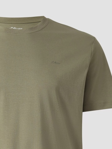s.Oliver Big Sizes Tricou barbati big sizes, din bumbac, cu decolteu la baza gatului, Olive - Img 9