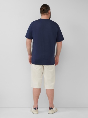 s.Oliver Big Sizes Tricou barbati big sizes din bumbac cu imprimeu text, Bleumarin inchis - Img 6