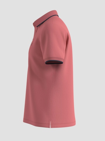 s.Oliver Big Sizes Tricou polo barbati big sizes, din amestec de bumbac cu elastan si detalii contraste, Regular fit, Roz prafuit - Img 5