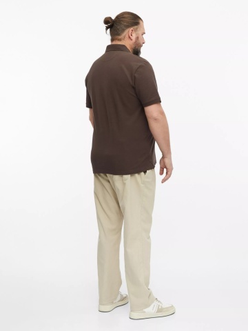 s.Oliver Big Sizes Tricou polo barbati big sizes, din piqué de bumbac, Maro inchis - Img 2