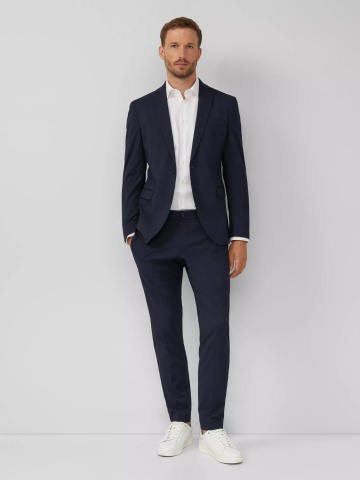 s.Oliver BLACK LABEL Pantaloni costum barbati cu croiala Slim fit, Bleumarin inchis - Img 6