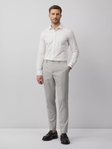 s.Oliver BLACK LABEL Pantaloni costum barbati, cu talie medie si croiala Slim fit, Gri deschis - Img 4