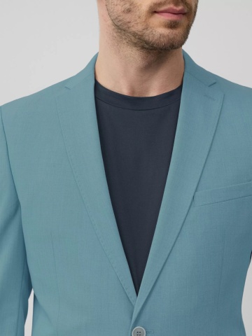 s.Oliver BLACK LABEL Sacou elegant barbati, croiala Slim fit, Turcoaz - Img 3
